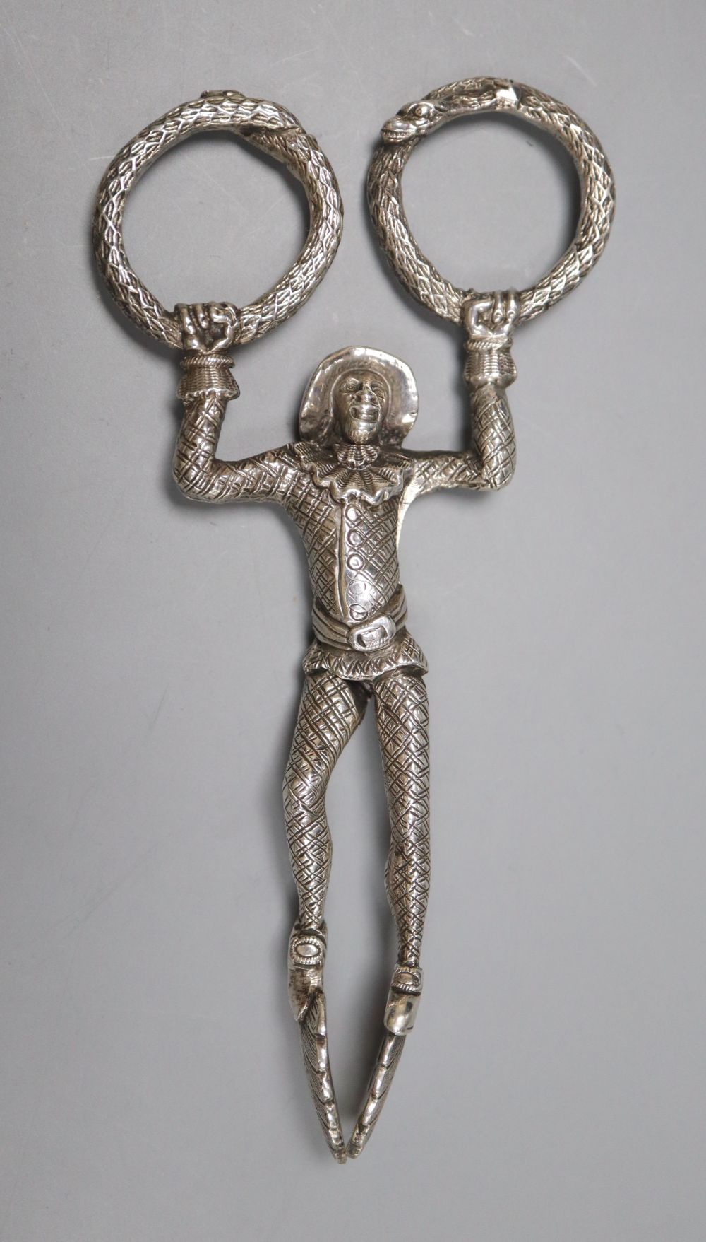 A pair of George IV silver harlequin sugar nips, Rawlings & Summers?, London, 1829, 11.3cm.